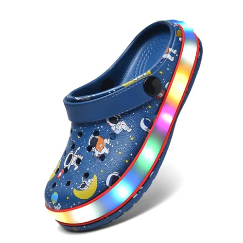 Image of XPKWS Toddler Kids Clogs Boys Girls LED Garden Shoes Light up Sandals Slip on Quick Dry Beach Slippers