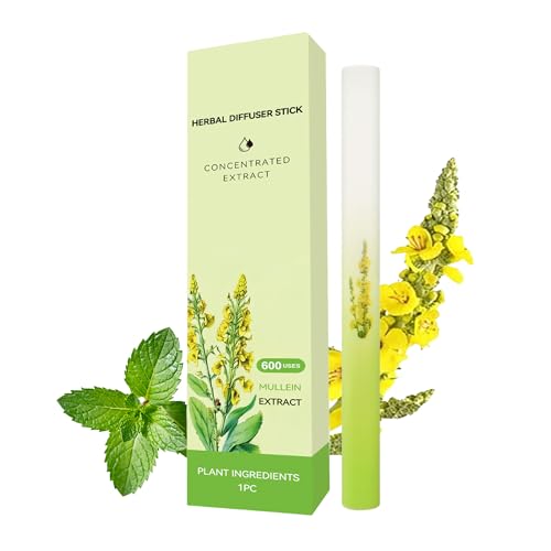 Mullein Herbal Diffuser Stick, Non-Electric Pocket-Sized Quit Smoking Inhaler, Natural Fresh Scent for Calm, 600 Uses