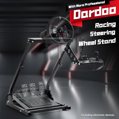 Dardoo Soporte de volante de carreras con palanca de cambios para Logitech G27 G25 G29 G920 Thrustmaster PC Xbox PS4 Plataformas Gaming Racing Simulator Wheel Stand ajustable plegable sin rueda y