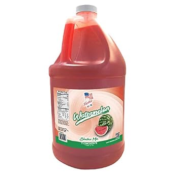 مزيج البطيخ Slushee -1 جالون - 128 أونصة ينتج ما يقرب من 96-12 أوقية من الحصص نسبة الخلط 7 الماء إلى 1 مزيج المنتج