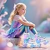 NEMONE Mermaid 4 Size Adjustable Light up Roller Skates for Girls, Purple Blue Skates for Toddlers, Beginner Kids Butterfly Roller Skates Indoor Outdoor #5