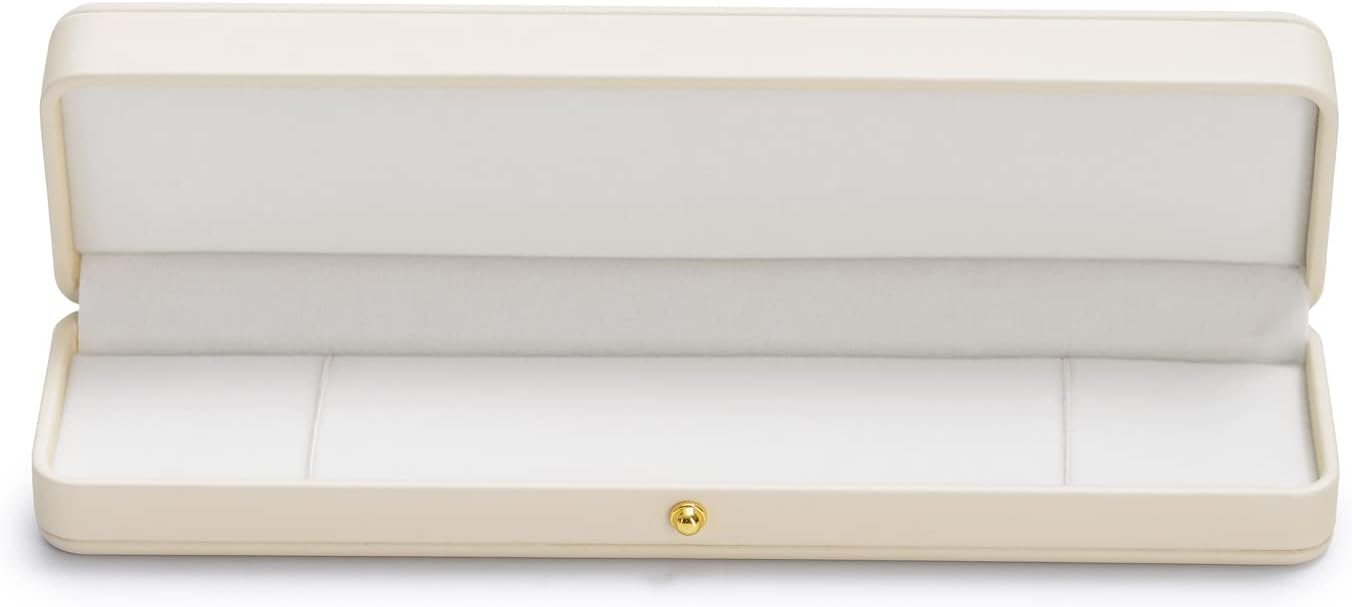 Oirlv Premium Leather Necklace Box White Necklace Presentation Box Velvet Interior Long Chain Bracelet Necklace Storage Case
