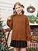 Haloumoning Girls Oversized Sweater Kids Batwing Long Sleeve Mock Neck Pullover Fall Clothes 5-14Y Brown