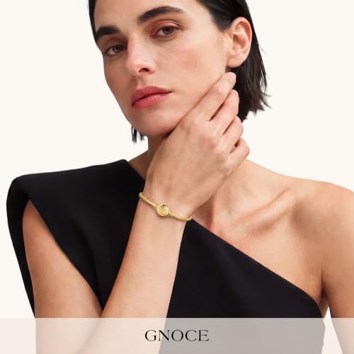 Image of GNOCE Charm Bracelet S925 Sterling Silver Black /Rose Gold /Gold Plated DIY Snake Chain The Moment I Meet You Basic Charm Bracelet Bangle with Clasp