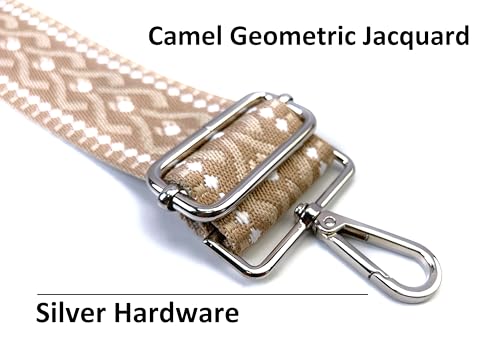 Image of Purse Strap Replacement for Crossbody Bags & Handbags | Premium Webbing with Silver Hardware Clip-On Installation Adjustable Length Comfortable Wide Guitar Style Strap