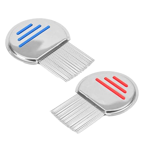 2 Piezas Peines para Piojos,Adultos y Mascotas Peine para Piojos y Liendres(Rojo y azul）