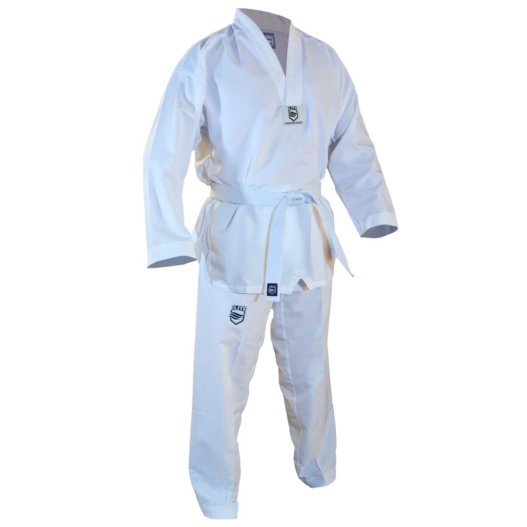 ELITE - White Collar Taekwondo Uniform ULTRALIGHT (TKD Dobok) (140 (0))