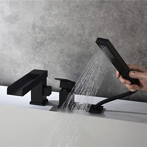 Robinet de Cascade de Baignoire Tap 4 Trous Ensemble Or avec Douche - 3