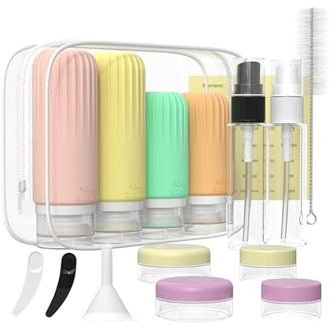 16 Pack Travel Bottles Set, TSA Approved Travel Bottles for Toiletries, BPA Free Leakproof Silicone Travel Size Containers Set for Shampoo Conditioner Lotion Body Wash & Body Wash Accessories Cover