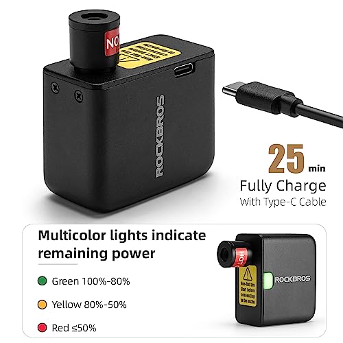 ROCKBROS Mini Bike Pump Portable Electric Bicycle Pump100PSI Tiny Bike Air Pump Tire Inflator Type-C Rechargeable Battery with Presta Schrader Valve, Cycling Gifts for Men Women - Thumbnail 5