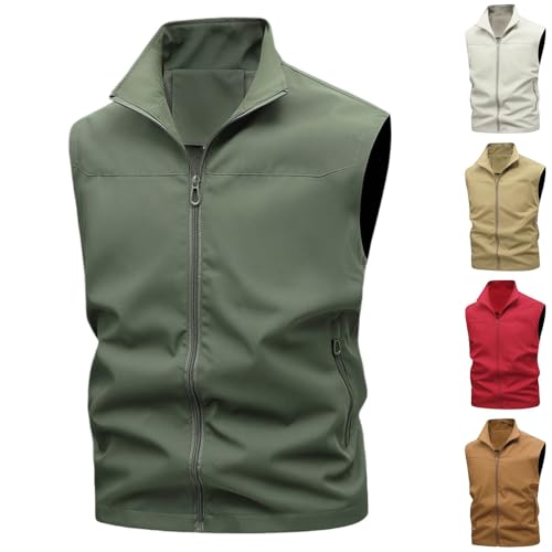 Cambkatl Men's Full Zip Stand Collar Fishing Vest Sleeveless Golf Jacket Lightweight Hiking Running Outerwear with Pockets2