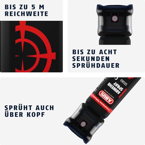 ABUS Abwehrspray SDS80 zur Tierabwehr + Trainingsspray – Pfefferspray zur Selbstverteidigung bei Tierangriffen – mit Jet-Sprühstrahl für bis zu 5 Meter Reichweite – funktioniert auch kopfüber