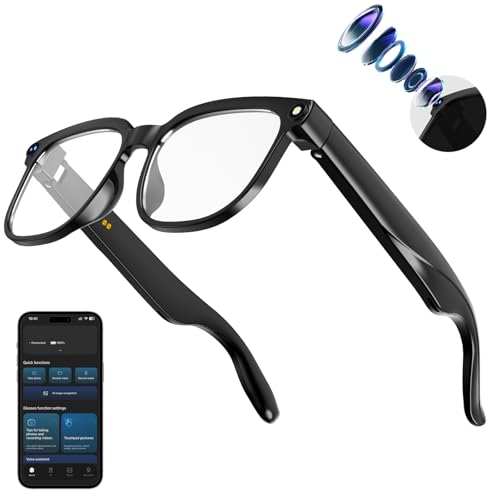 Image of AI Smart Glasses with Camera,8MP Camera Glasses,1080P Anti-Shake Video Recording, Real Time Translation,AI Voice Assistant,Object Recognition,Bluetooth Sunglasses for Men Women(Transparent Lenses)