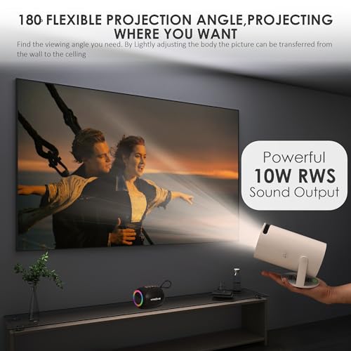 Image of Krisons Razor-003 Android 11.0 Smart Projector,1080P &4K Support, Rotatable Design, Auto & 4D Keystone with Netflix, Prime etc, WiFi 6 & BT, Screen Mirroring,720P Native, Free 10W Speaker (White)