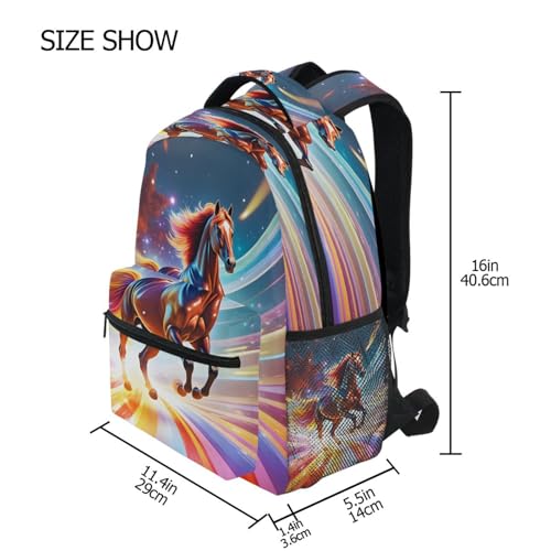 Rainbow Flying Horse Backpack for School Boys Girls Adults Kids Bookbag Laptop Bag 15L4
