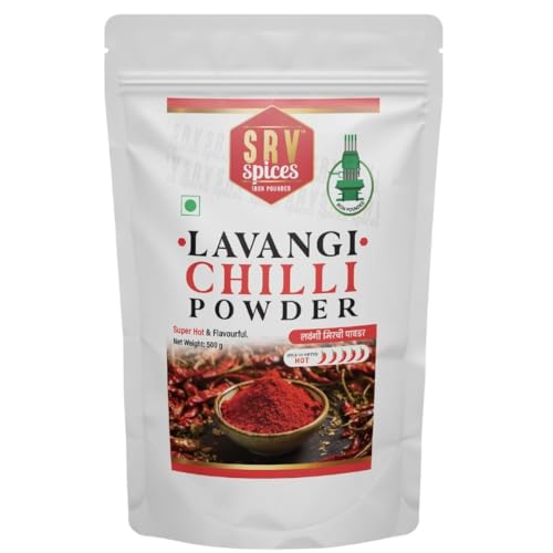 Image of SRV SPICES Lavangi Chilli Powder | Super Hot Red Pepper & Paprika powder | Iron Pounded for Intense Flavor | Natural Oils Intact | Extra Spicy & Aromatic | 500g Pack