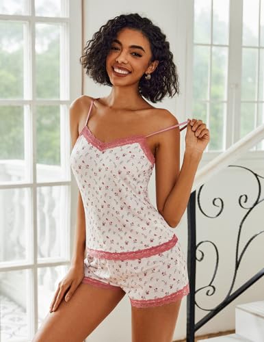 Image of Avidlove Women Cami Pajama Set Modal Sleepwear Lace Trim Short PJ Set with Shorts