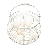 Eierkorb aus Draht – Eisen | Eierhalter mit Griff, Eiersammelkorb | Aufbewahrungslösung mit Tragegriff für Eier, Picknick, Garten, und Weihnachtsdekoration
