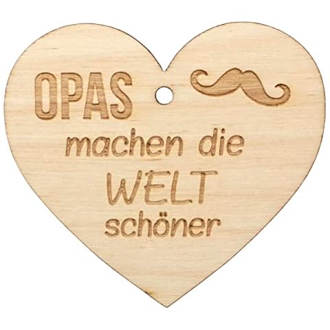 Spruchreif · Small natural heart with engraving, hanging ornament, decorative hanger, gift tag, wooden heart, gift grandpa, Father's Day grandpa, make the world more beautiful Cover