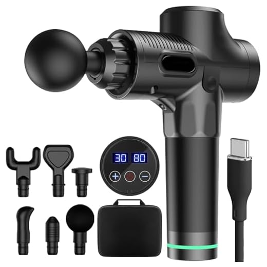 Massageador Muscular Elétrico Profissional, Pistola Massageadora Muscular Recarregável, Massageador Corporal Super Relaxante, MioFascial Atleta Esportes 6 Ponteiras e 30 Variação de Velocidades