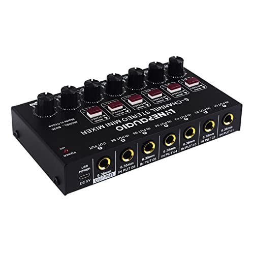VOOCHIE Mini Mixer de Áudio Estéreo de 6 Canais Mixer de Instrumentos Musicais Sopro Elétrico/Guitar