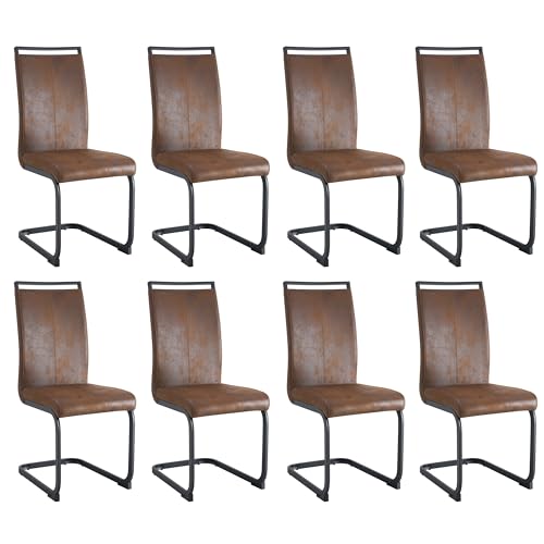 Image of Baysitone Modern Dining Chairs Set of 8, Side Dining Room Chairs, High Back Kitchen Chairs with Suede Fabric Padded Seat for Dining Room,Kitchen, Living Room Brown