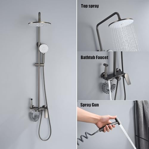 Système de douche classique 4 fonctions avec pommeau de douche rond 9 pouces