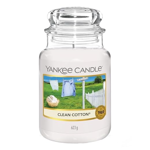 Yankee Candle Candle stor doftljus i glas, ren bomull, håller i upp till 150 timmar