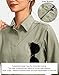 Womens Sun Protection Fishing Shirt with Zipper Pockets Lightweight SPF Long Sleeve Shirts for Hiking Safari Grey Green