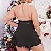 Women's Fashion Lingerie Halter Chemise Lace Floral Babydoll Nightwear Plus Size V Neck Solid Color Teddy Lingerie Black