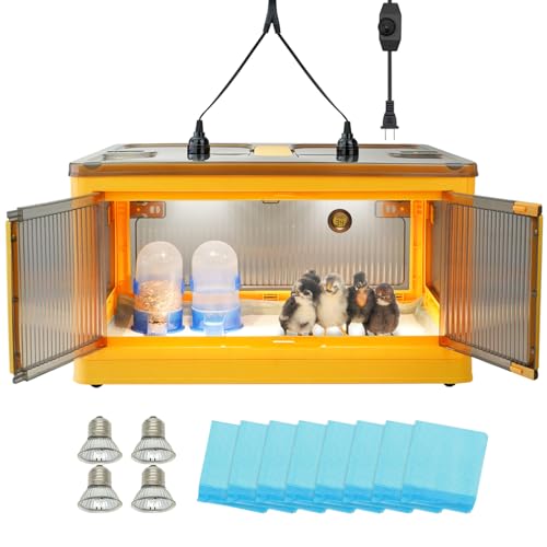 Chick Brooder Box for Chicks, Brooder Box with Feeder and Waterer, Brooder Heater Warms up to 20 Chicks, Poultry Breeding Box Suitable for Chick Duckling Parrot Lizard (Large)