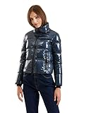 Piumino con rete tecnica RefrigiWear nero/argento isolante e traspirante e etichetta logo a forma di piccola placchetta metallica color nero