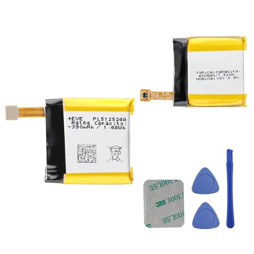 E-yiiviil Batería de repuesto PL512524G 400mAh/3.8V compatible con Amazfit T-rex Verge Lite GTR A1918 A1808 A1801 A1811 Smartwatch, con herramientas
