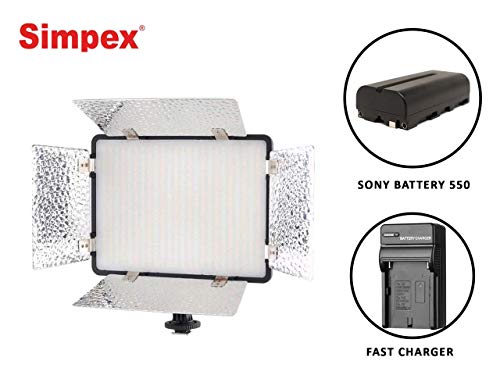 Image of Simpex LED 720 with Barndoor - Professional Ultra Slim, Dual Color LED Video Light with Battery and Charger Black