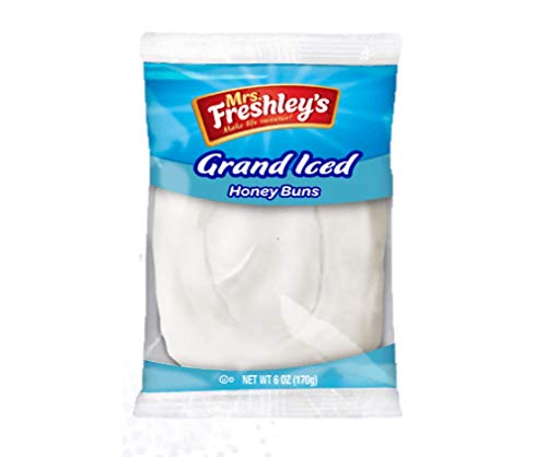 Mrs. Freshley's Grand White Iced Honey Buns, Individually Packaged, 6 oz., Pack of 12