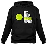 TeeStars - Eat Sleep Tennis Repeat - Gift forTennis Player Sports Hoodie Medium Black