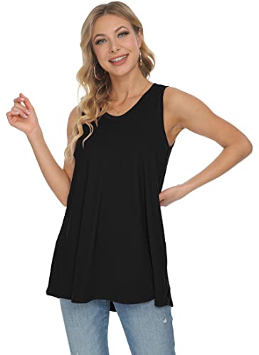 WNEEDU Women's Tank Tops Crewneck Tunic Summer Sleeveless T-Shirt Blouse3