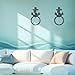 Otoolling 2 Pcs Nautical Towel Ring Cast Iron Anchor Hand Towel Holder Vintage Decorative Wall Mount Kitchen Bathroom Hanger for Ocean Nautical Bathroom Decor Accessories(Sky Blue)