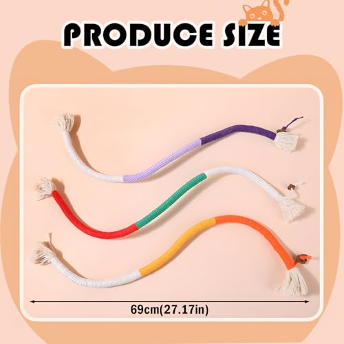 kaiyaya 3 Stück Katzenminze Beißseil Spielzeug,Cat Toyskatzenbeißseil Kauspielzeug Cat Toys Katze Mit Katzenspielzeug Interaktives Ür für Katzen Zahnpflege und Gegen Mundgeruch(Rot,Lila,Orange)
