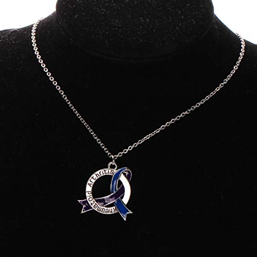 CENWA Blue & Purple Awareness Ribbon Jewelry RA Warriors Gift Rheumatoid Arthritis Awareness Zipper Pull/Necklace3