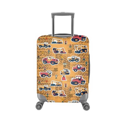 Image of Coloranimal Yellow Engineering Vehicle Luggage Covers for Women Men Girls Boys Luggage Covers Elastic Washable Suitcase Protector Suitcase Cover Protector Fits 22-24 inch
