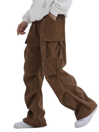 SHENHE Boy's Elastic Waist Loose Cargo Pants Casual Preppy Sweatpants with Pockets