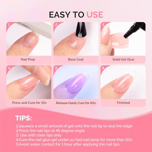 Image of MelodySusie 2Pcs*20g Solid Nail Glue Gel, Super Strong & Long Last Soft Gel Nail Tips Glue for Acrylic Fake Nails, 3D Nail Art, Nail Gem, Soak off UV & LED Lamp Needed, Home DIY & Salon