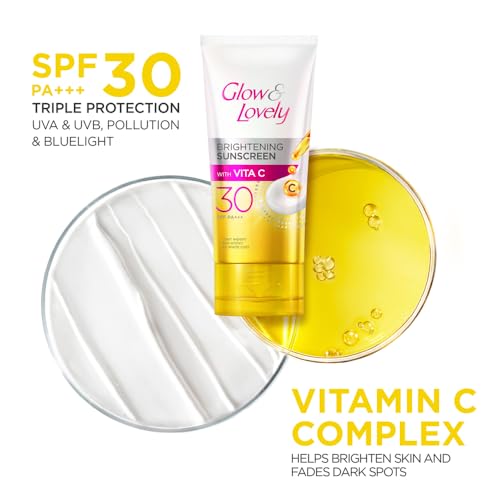 Image of Glow and lovely Brightening Sunscreen SPF 30 | Vita C | PA ++++ |Light weight | Non sticky | No White Cast | 50g