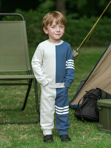 Toddler Boy Sweatsuit Stripe Long Sleeve Pull On Clothes Two Tone Tops and Pants Fall Winter Set