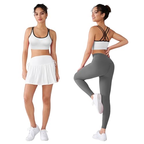 Image of WOYYHO Cross Back Sports Bra for Women Padded Medium Support Workout Bra | 3 Pack, Strappy, Removable Pads, Soft, Spaghetti Strap, Moisture-Wicking, Seamless, for Athletic Yoga Gym Fitness Daily