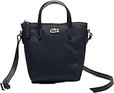 Lacoste Women's L.12.12 Concept Mini Petit Pique Canvas Zip Tote Crossbody Bag, Navy Blue/Darkness Pegasus, One Size