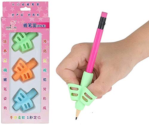 Showay 3pcs Pencil Grips Adorable Ring Pencil Grips Eco-friendly Soft Silicone Pencil Holders Writing Posture Correction Finger Grip for Kids Preschoolers Special Education Supplies Pencil Grippers