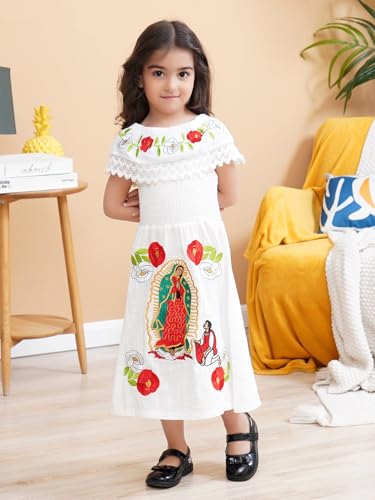 Image of Mexican Dress for Girls Traditional Vestidos Mexicanos Cinco de Mayo Embroidered Dresser Toddler Kids
