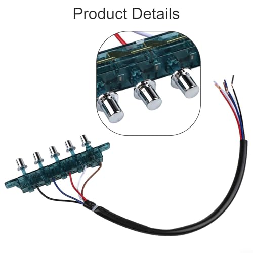 Dunstabzugshauben-Schalterknopf 5-Tasten-Bedienfeld mit Licht und Schloss, PC-Material Ersatzteil für Küchenlüftungssysteme, 12 cm Lochabstand, 40 cm Kabellänge